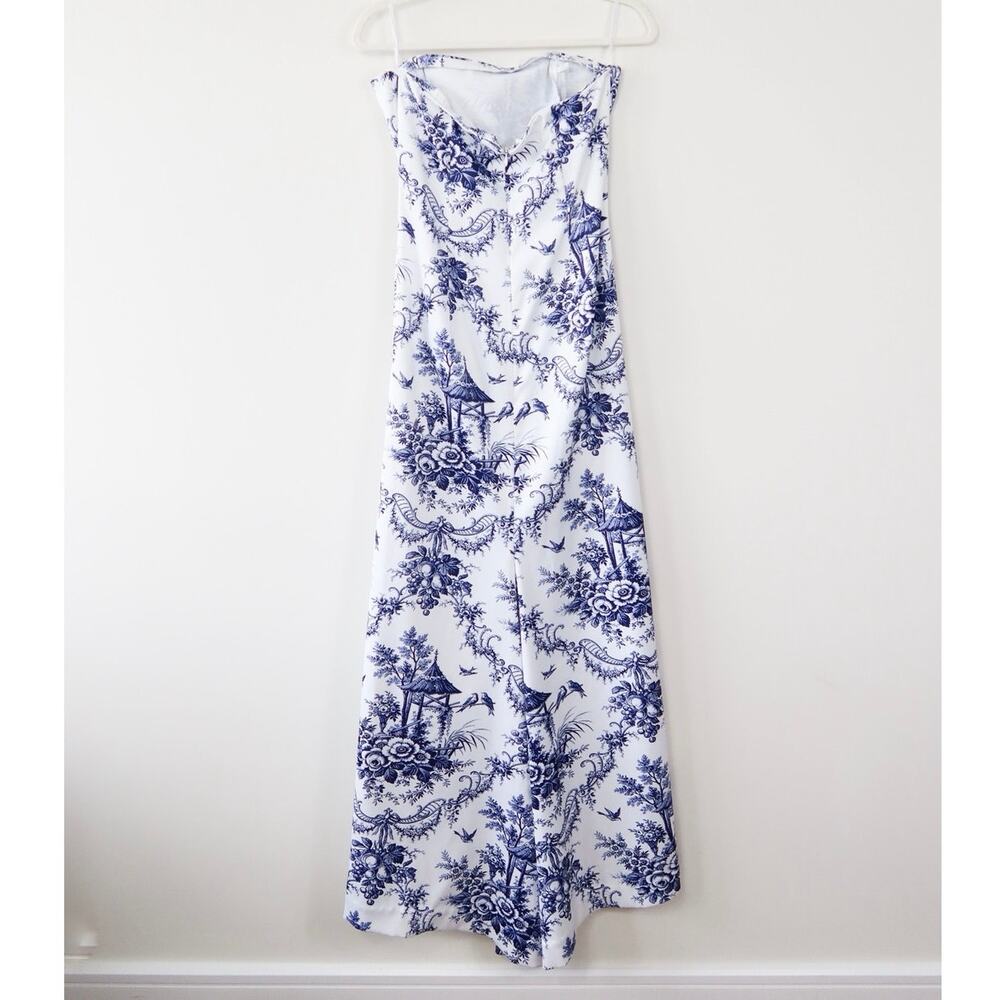 Vintage Jessica McClintock for Gunne Sax Formal Gown Blue and White Size 11 - Picture 5 of 10